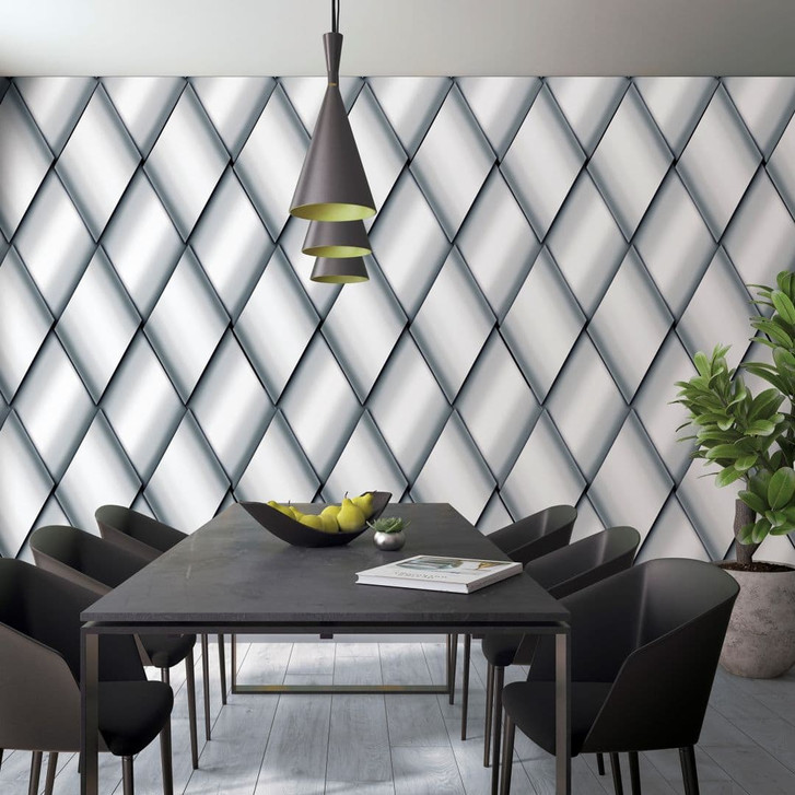 Fototapete mit Rautenoptik, Grau Grafisch 3.40 x 1.06 m - WA448929