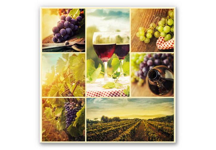 Hartschaumbild Wein Collage - quadratisch - WA131201