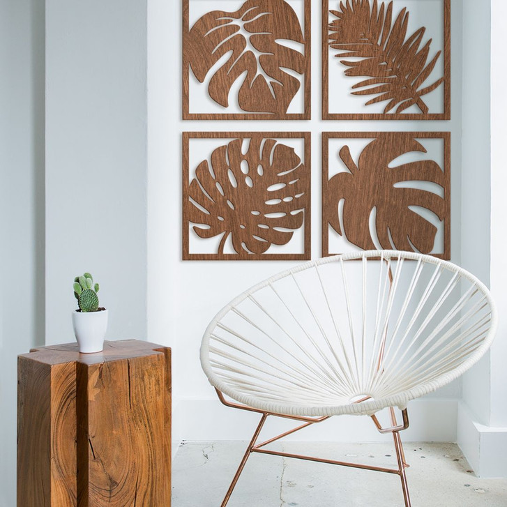 Holzkunst Mahagoni - Blätter Tropical Set - WA233724