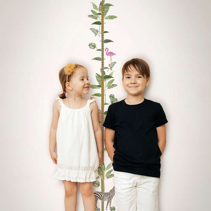 Kindertapete, Vliestapete, Messlatte mit Illustration Kids Walls weiss, grün, beige - WA445719