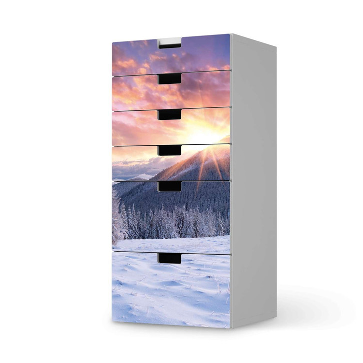 Klebefolie IKEA Stuva / Malad Kommode - 6 Schubladen - Zauberhafte Winterlandschaft - CR110524