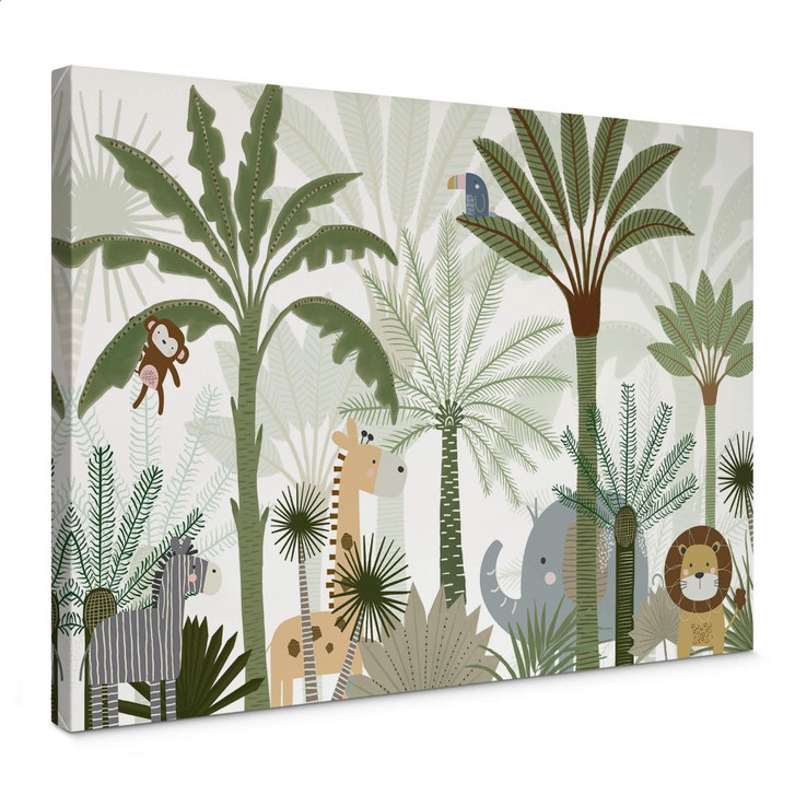 Leinwandbild Kinderzimmer Niedliche Tiere im Dschungel - Oliver Robins - WA403823