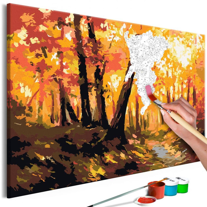 Malen nach Zahlen Leinwandbild - Waldweg - 50 x 40 cm - mit Keilrahmen - bespannt - WA437784
