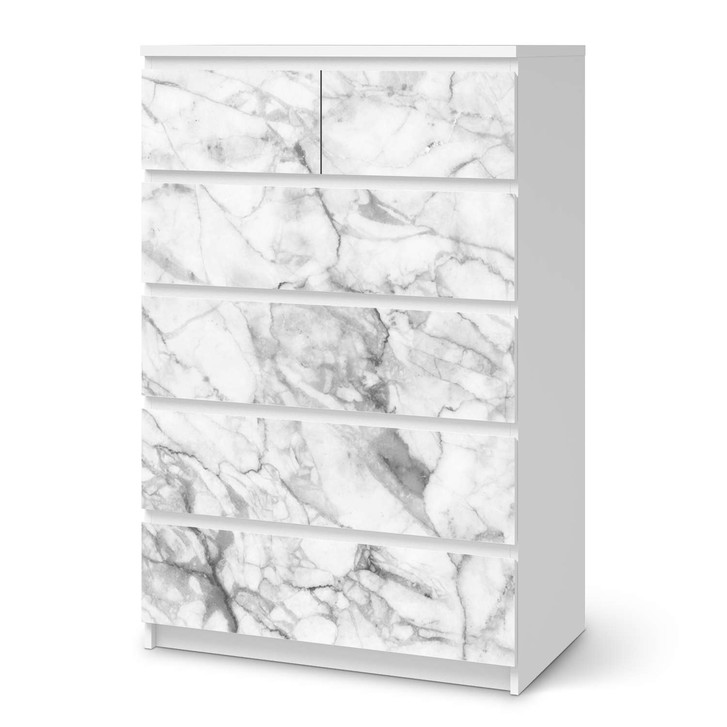 Möbel Klebefolie IKEA Malm Kommode 6 Schubladen (hoch) - Marmor weiss - CR113743