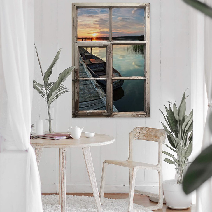 3D Wandtattoo Fenster Shabby - Sunset at the lake - WA229615