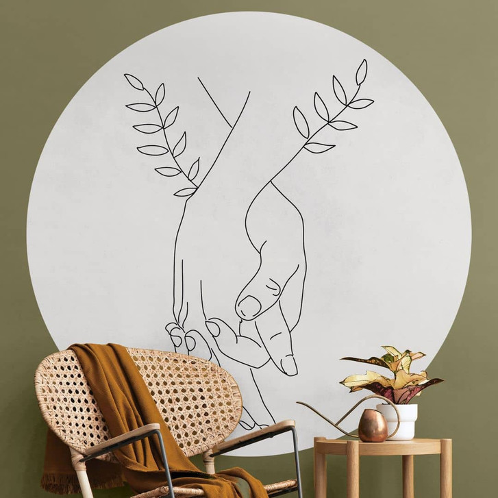 Fototapete Line Art - Liebespaar Händchen haltend - Lizde - Rund - Selbstklebend/Vlies - WA468310