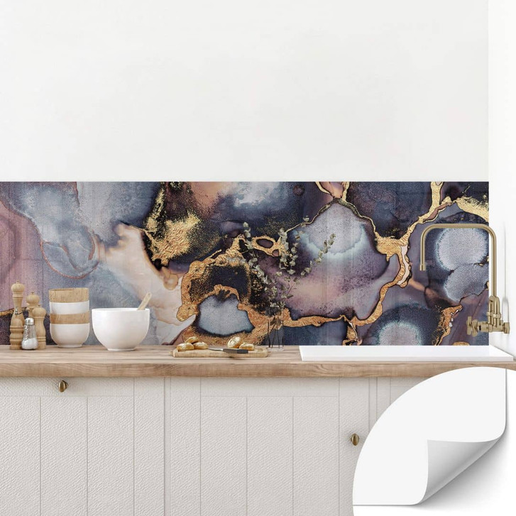Selbstklebende Küchenrückwand Fredriksson - Tinte: Rosé und Gold - WA343941
