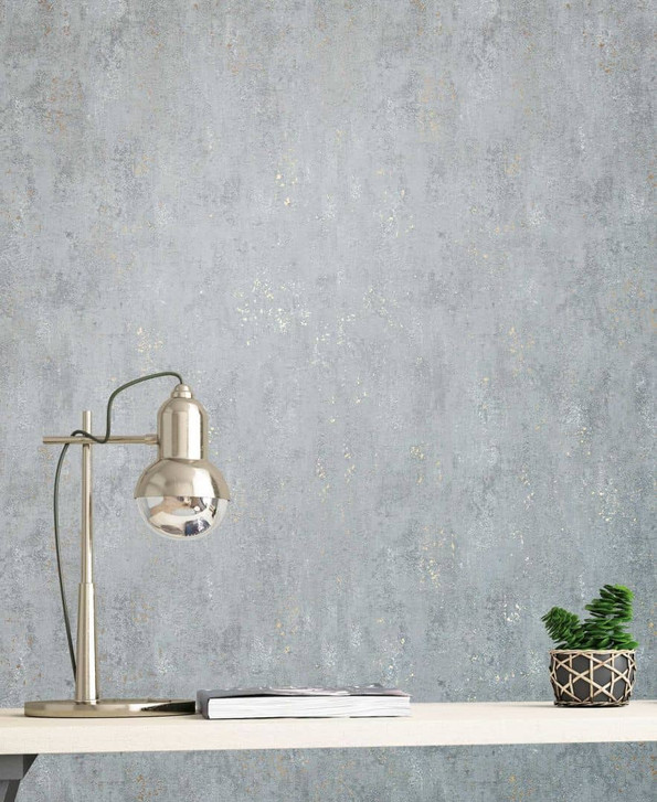 Vliestapete mit leichtem metallic Effekt als Uni Grau Struktur - WA444381