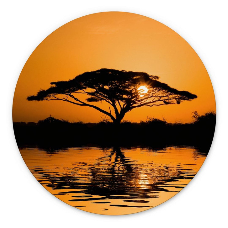 Wandbild Afrika | Romantische Landschaft fürs Wohnzimmer - Alu-Dibond Rund - WA506325