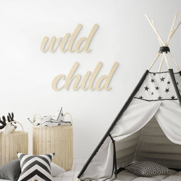 Wanddeko Kinderzimmer - Schriftzug Wild Child - Pappel - WA417092