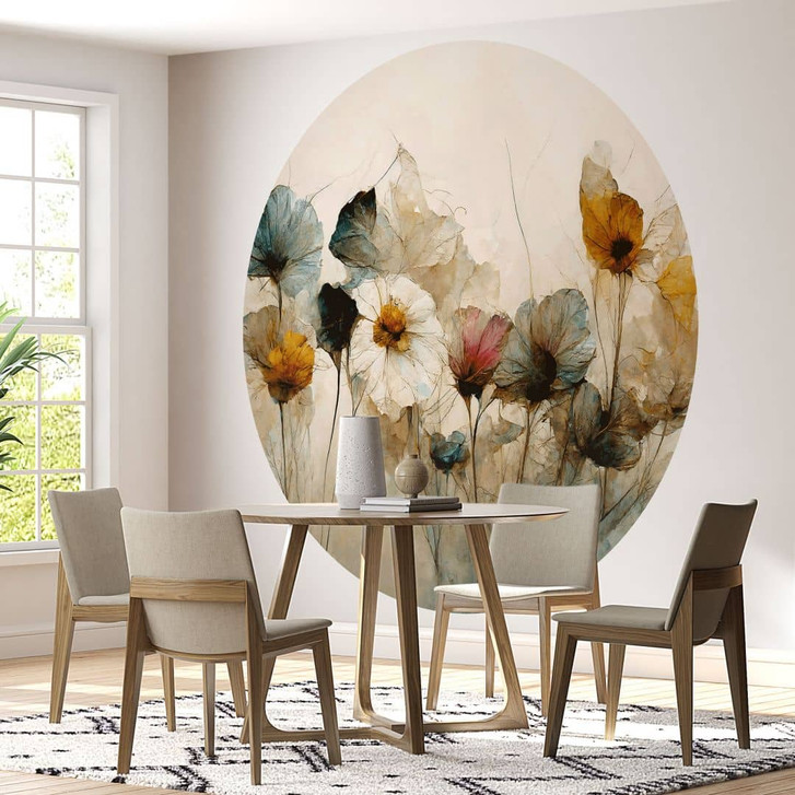 Fototapete Bouquet aus Trockenblumen - Blumentapete Rund - Treechild - Selbstklebend/Vlies - WA399549