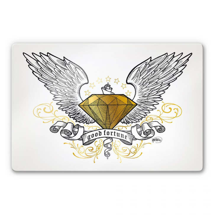 Glasbild LA Ink Diamant mit Flügeln - WA124408