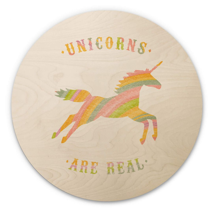 Hexagon - Holz Bodart - Einhörner sind echt - Rund - WA400447