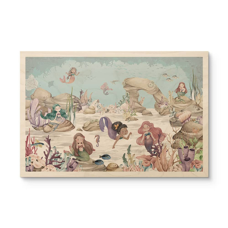 Holzbild Magisches Unterwasserreich der Meerjungfrauen - Oliver Robins - WA432596