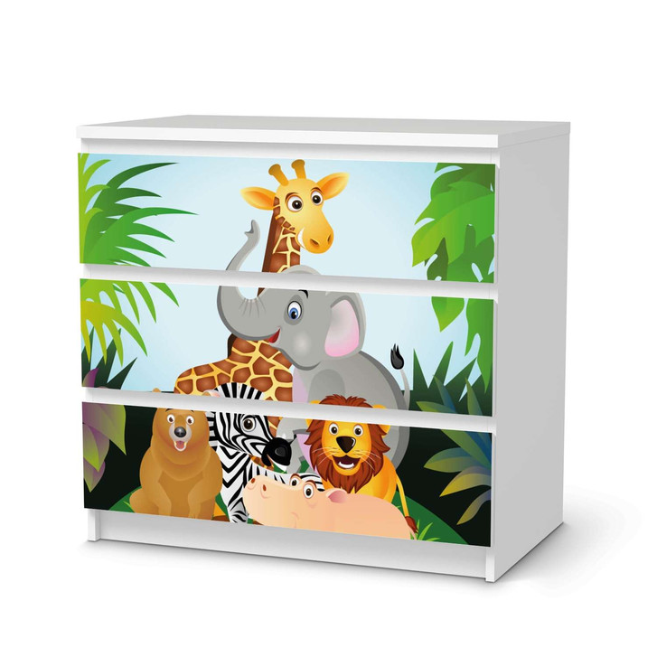 Klebefolie IKEA Malm Kommode 3 Schubladen - Wild Animals - CR109904