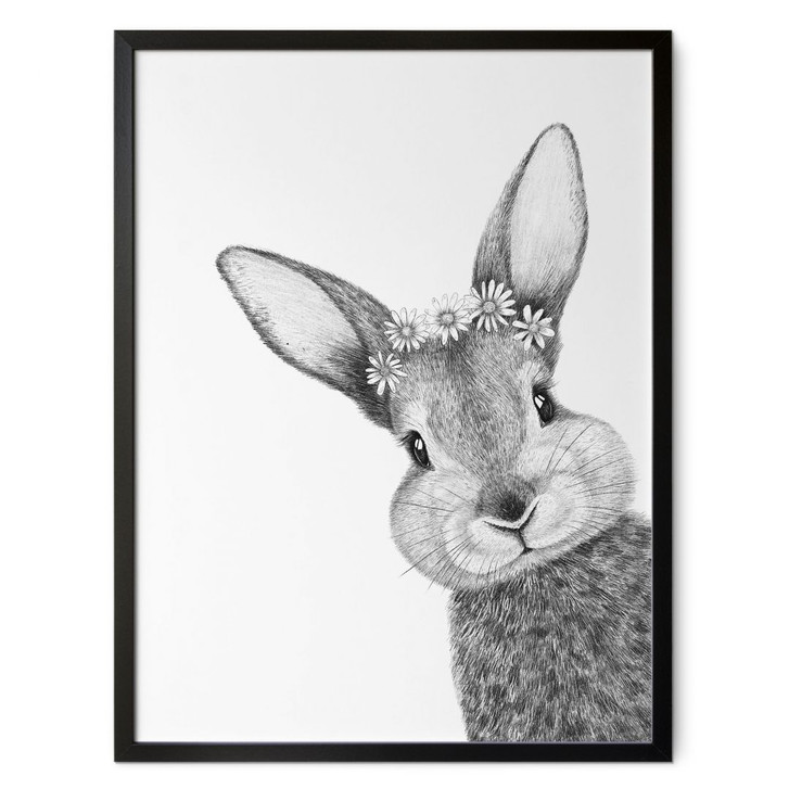 Poster Niedlicher Hase mit Kamillenblumen - Korenkova - WA434653