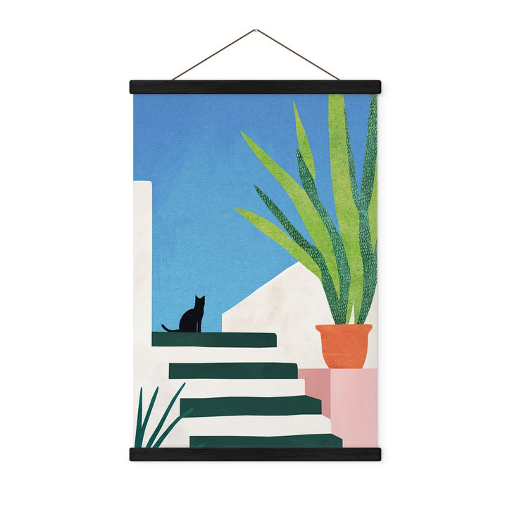 Stoffbild Schwarze Katze in Griechenland - Rivers - WA429511