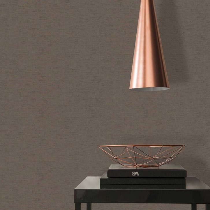 Unitapete mit horizontaler Gewebestruktur Braun - WA396694