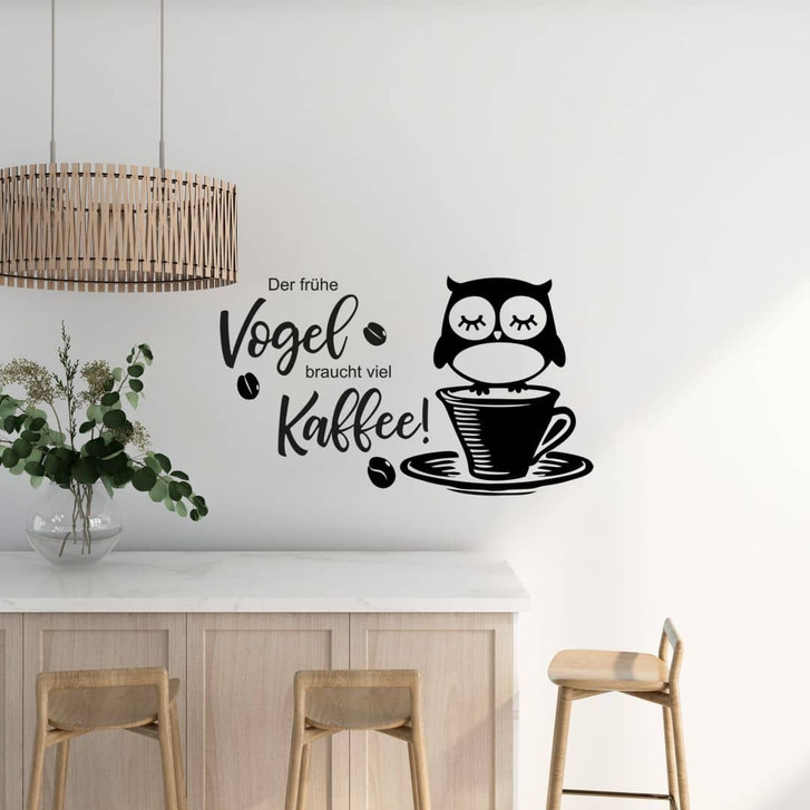 Wandtattoo Der frühe Vogel braucht viel Kaffee - WA343410