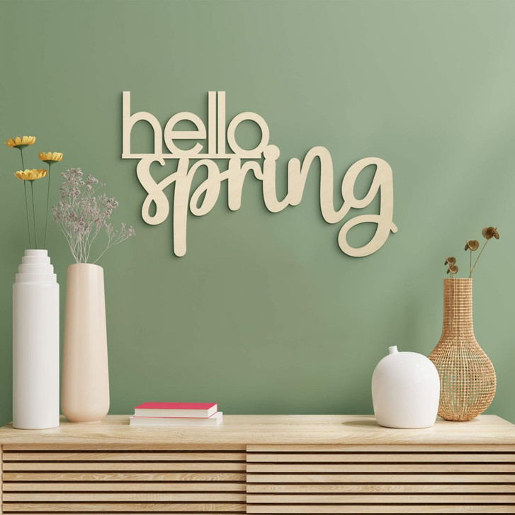 Holz-Deko 3D Schriftzug hello spring - Pappel - WA402126