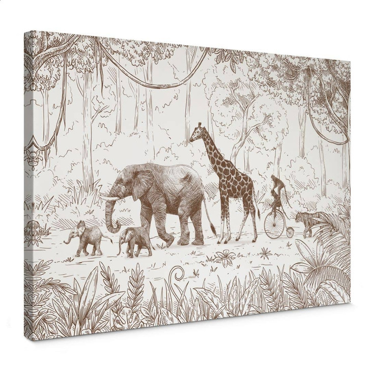 Leinwandbild Dschungel-Parade mit Tieren - Kikki Belle - WA426618