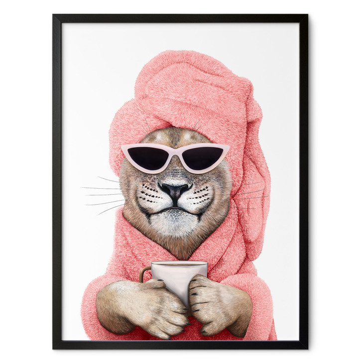 Poster Wellness Löwe mit Kaffee - Korenkova - WA516352