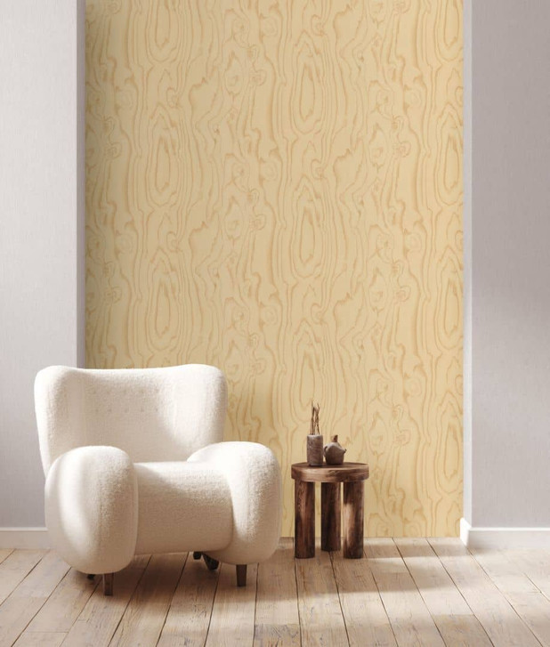Vliestapete mit Holzmaserung mit natürlicher Textur ocker, beige Holzoptik - WA507742