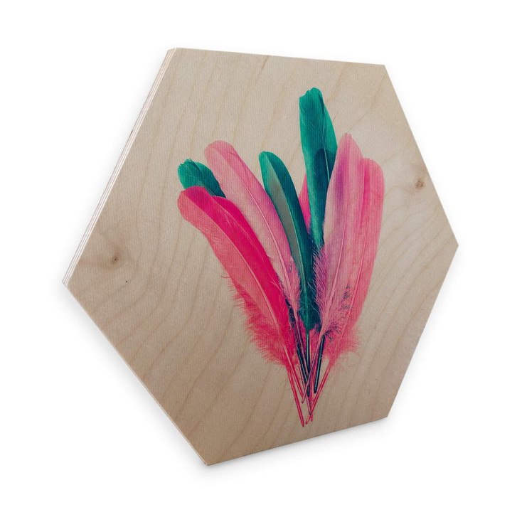 Hexagon - Holz Birke-Furnier Kubistika - Feder Bouquet - WA299648