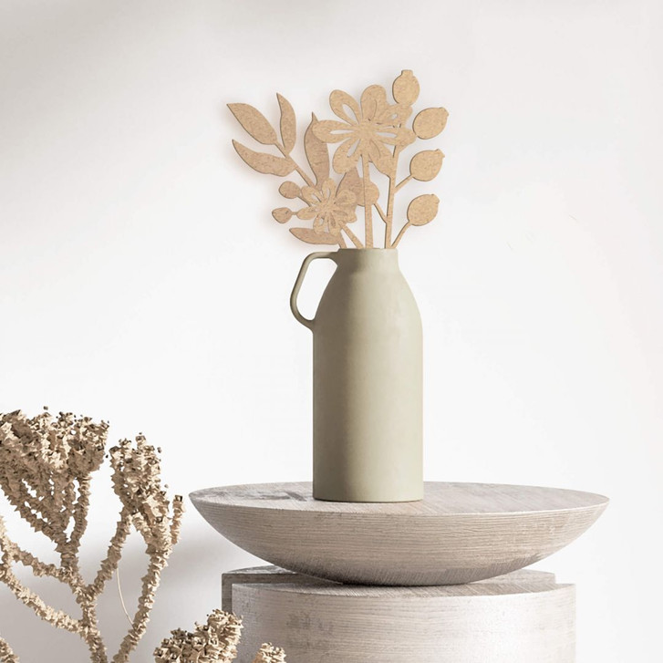 Holzdeko MDF Blumenstrauss (3-teilig) - Natur - Höhe: 30cm - WA355877