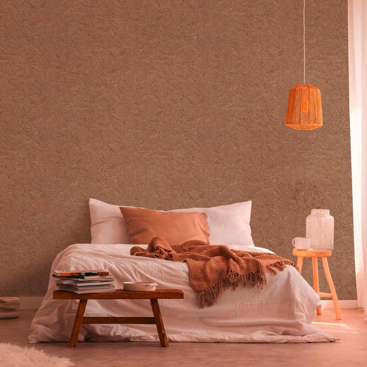 Landhaus-Tapete Braun Beige - Vliestapete Wohnzimmer - Florale Tapete Schlafzimmer Flur - WA506483