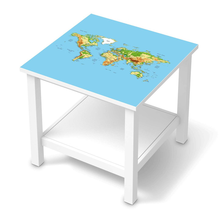 Möbel Klebefolie IKEA Hemnes Tisch 55x55cm - Geografische Weltkarte - CR113554