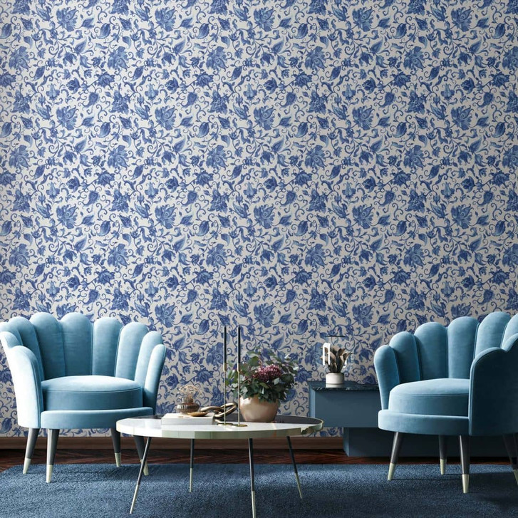 Vliestapete Blätter, Ranken Floral Natur matt in Grau - WA473053