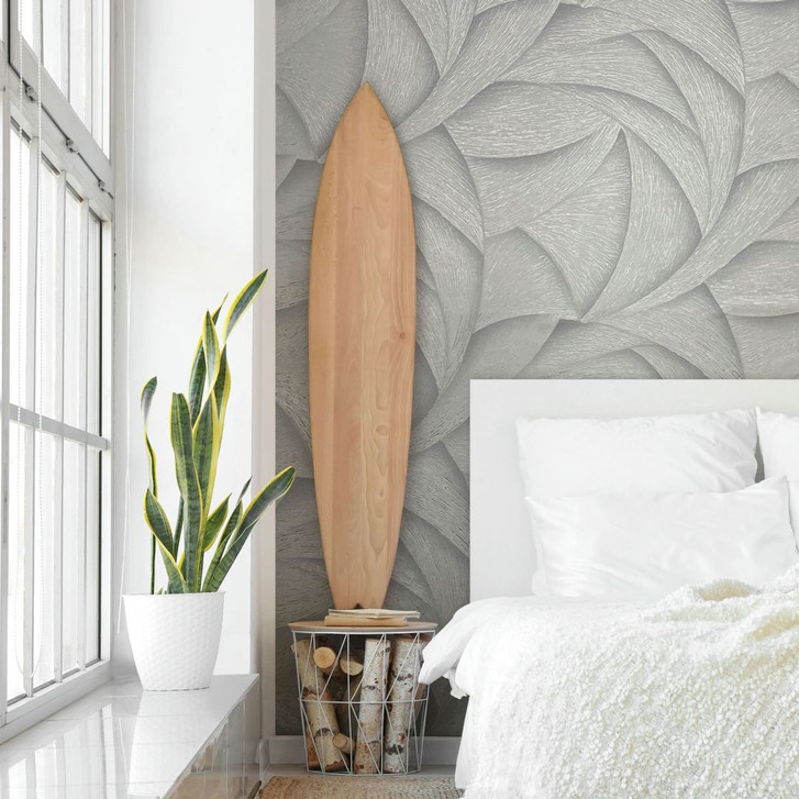 Vliestapete in Grau 3D-Optik Wellen Grafisch Modern - WA450750