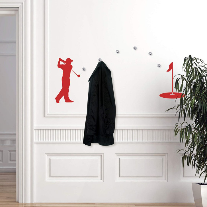 Wandtattoo Golfer inkl. 6 Haken - WA211073