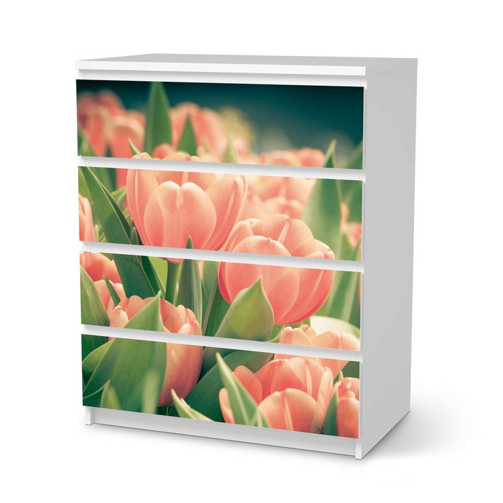 Folie IKEA Malm Kommode 4 Schubladen - Tulips for You - CR105713