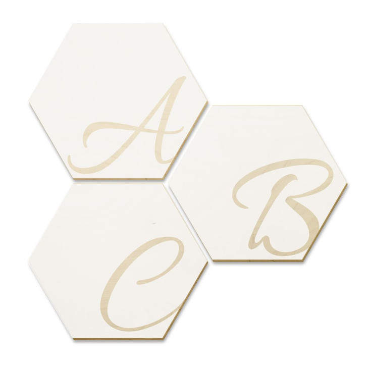 Hexagon Buchstaben - Holz Birke-Furnier - Weiss - WA233346