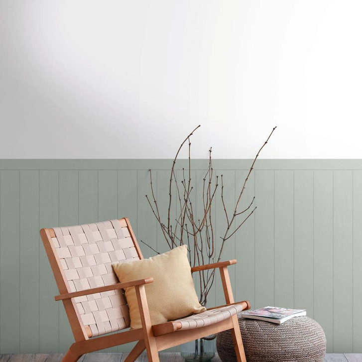 Holzpaneel-Tapete Akustikoptik Mintgrün – Vliestapete mit Struktur skandinavisch - WA465263