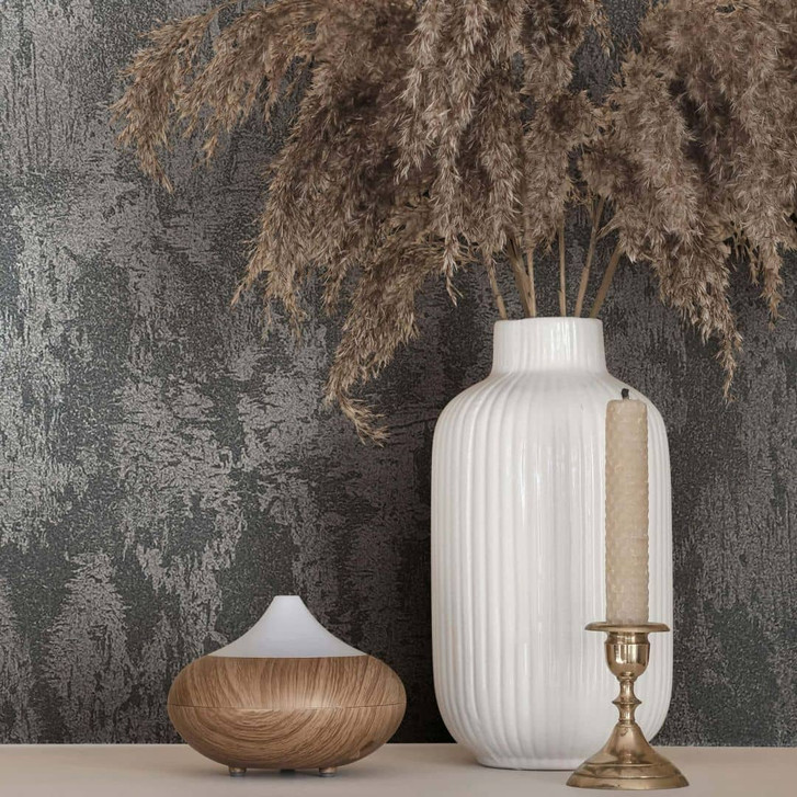 Vliestapete Betonoptik Metalloptik Modern glänzend in Schwarz - WA473097