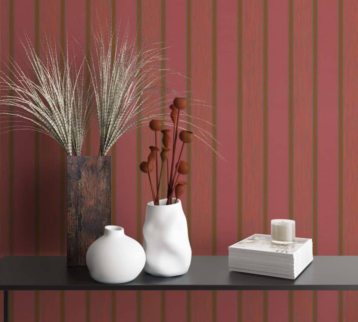 Vliestapete Blockstreifen Streifen Modern, Klassisch, Shabby Chic in Rot - WA482894