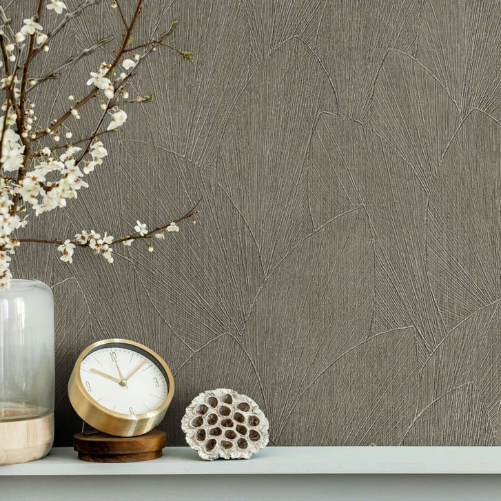Vliestapete mit strukturiertes Blattmotiv grau Floral - WA450731