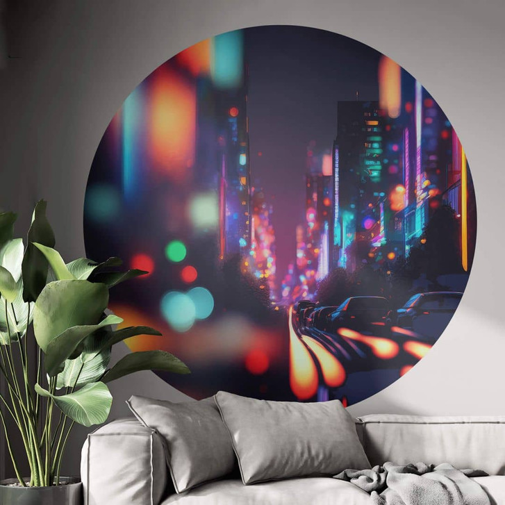 Wandtattoo Treechild - Pulsierendes Nachtleben - Rund - WA412875