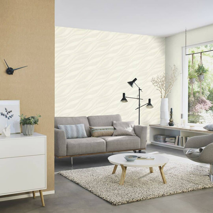 Wellentapete, Vliestapete Sky Lounge weiss-perlmut - WA428671