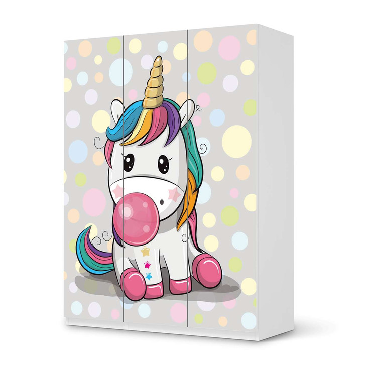 Folie IKEA Pax Schrank 201cm Höhe - 3 Türen - Rainbow das Einhorn - CR105802