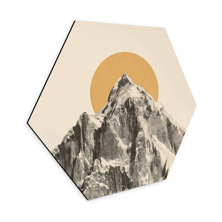 Hexagon - Alu-Dibond Sonne hinter Berg - Bodart - WA393716