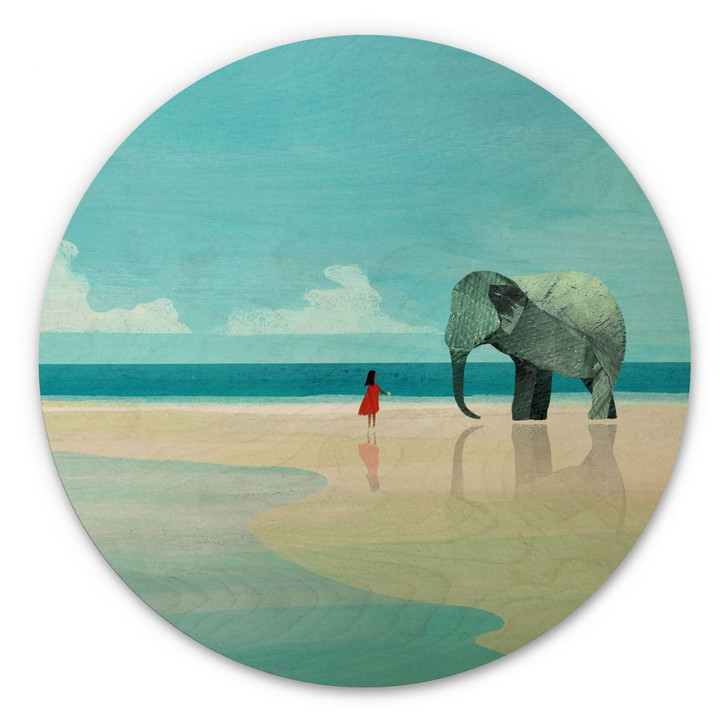 Holzbild Elephant Beach in Indien - Rivers - Rund - WA425362