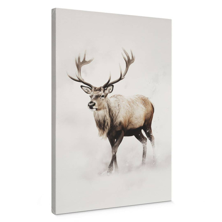 Leinwandbild Winterlandschaft - Hirsch im weissen Winter - Magnusson - WA496440