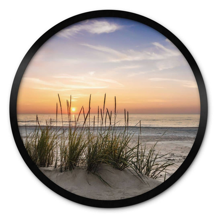 Poster Düne am Strand bei Sonnenuntergang - Rund - WA408902