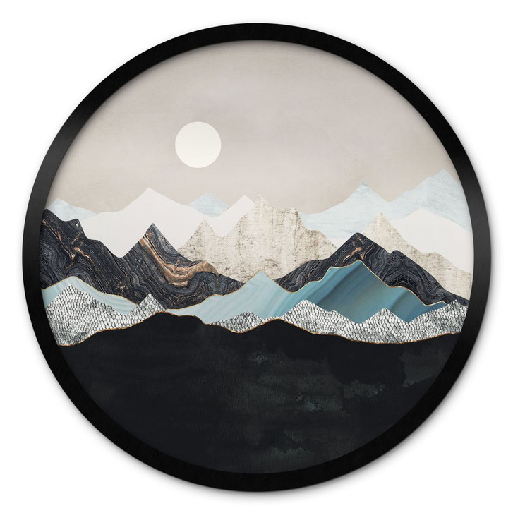 Poster Ruhige Berglandschaft in der Dämmerung - SpaceFrog Designs - Rund - WA428054