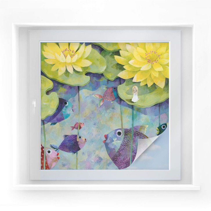 Sichtschutzfolie Blanz - Gelbe Seerosen - quadratisch - WA174040