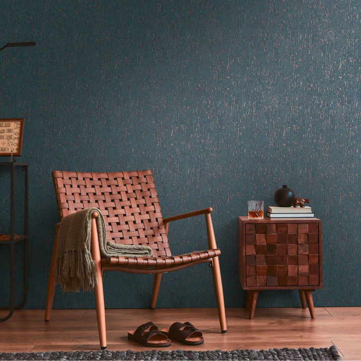 Struktur-Tapete in Marineblau Metallic - Elegante Vliestapete für moderne Räume - WA397020